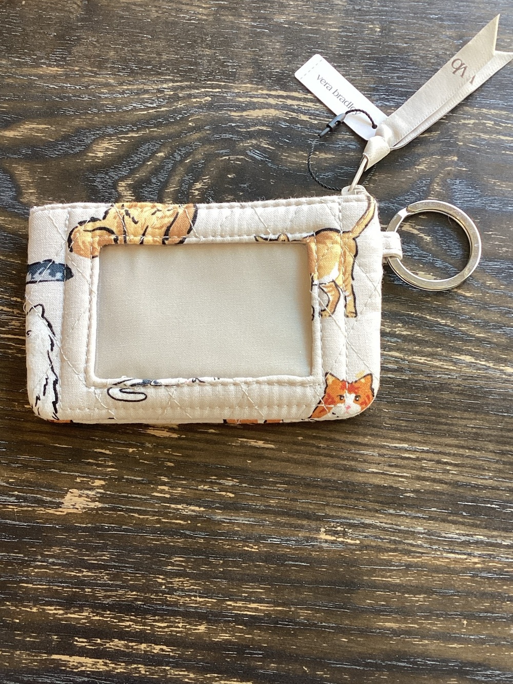 Vera Bradley A Cat’s Life Zip ID Case with Key Ring